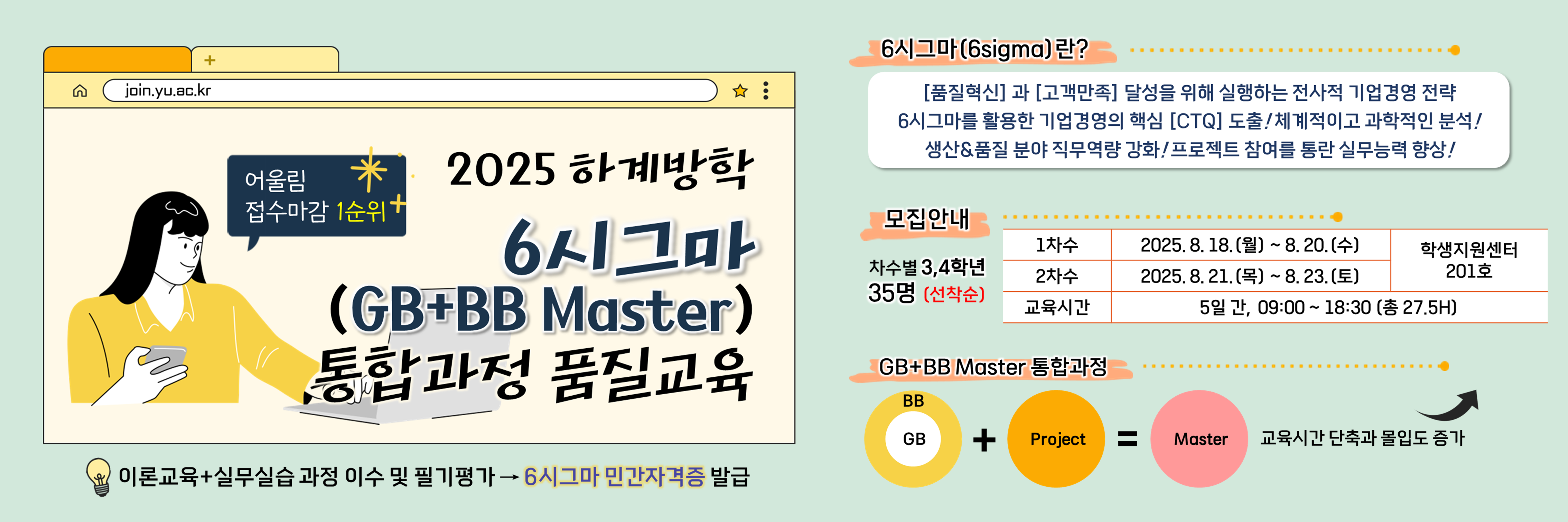2025 하계방학 6시그마(GB+BB Master) 통합과정 품질교육