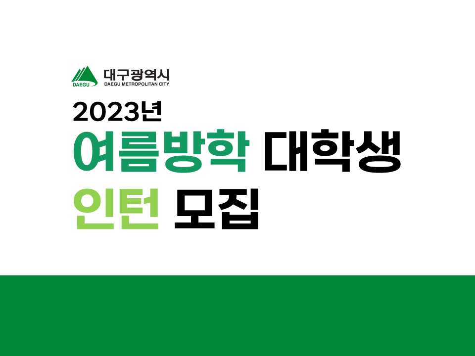 [대구광역시] 2023년 여름방학 대학생 인턴 모집