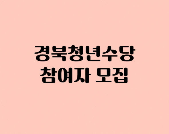 [졸특] 경북청년 수당지원사업 모집